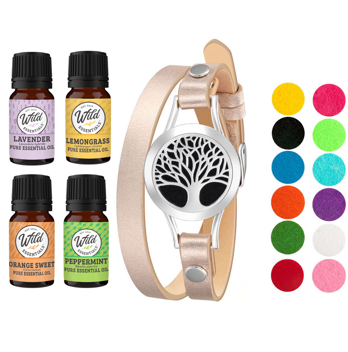 Bracelet Diffusers With Oils TREE OF LIFE (ROSE GOLD BAND)