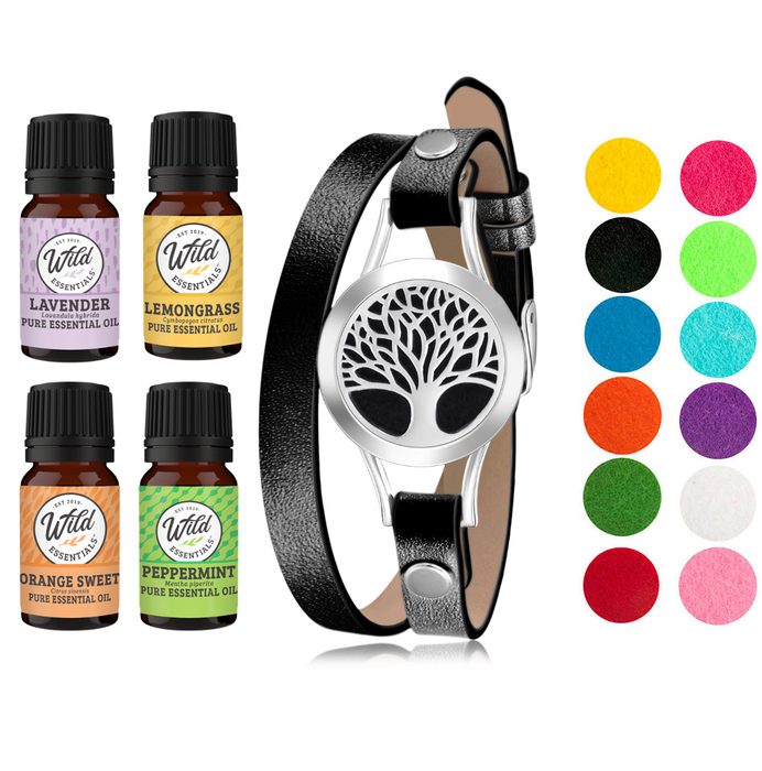 Bracelet Diffusers With Oils TREE OF LIFE (BLACK BAND BAND)