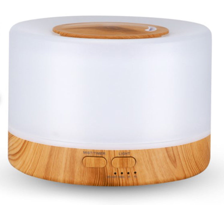 500ml Ultrasonic Home Diffuser, Natural Wood and White, 7 Color LED