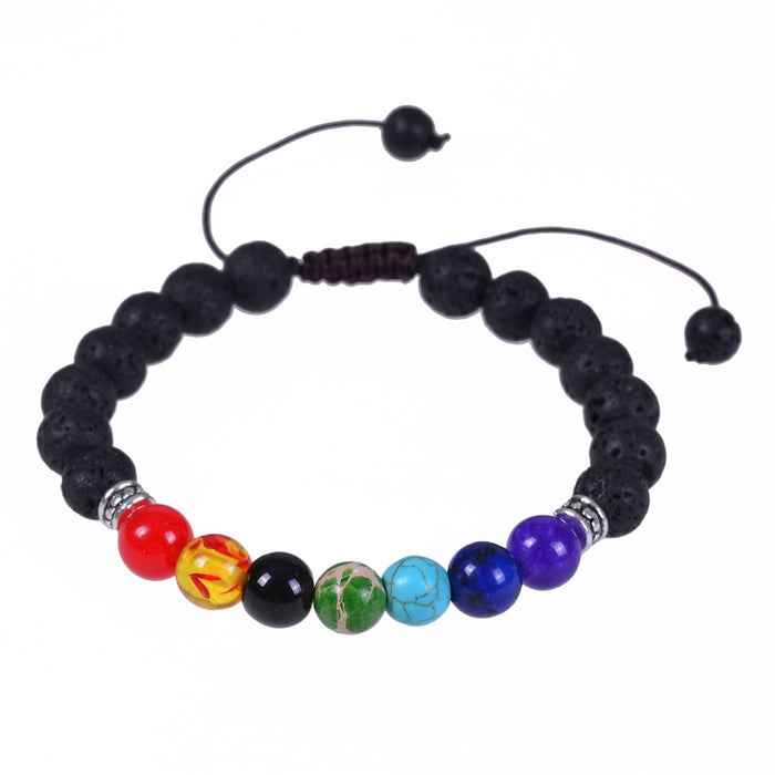 7 Chakras Lava Stone Bracelet