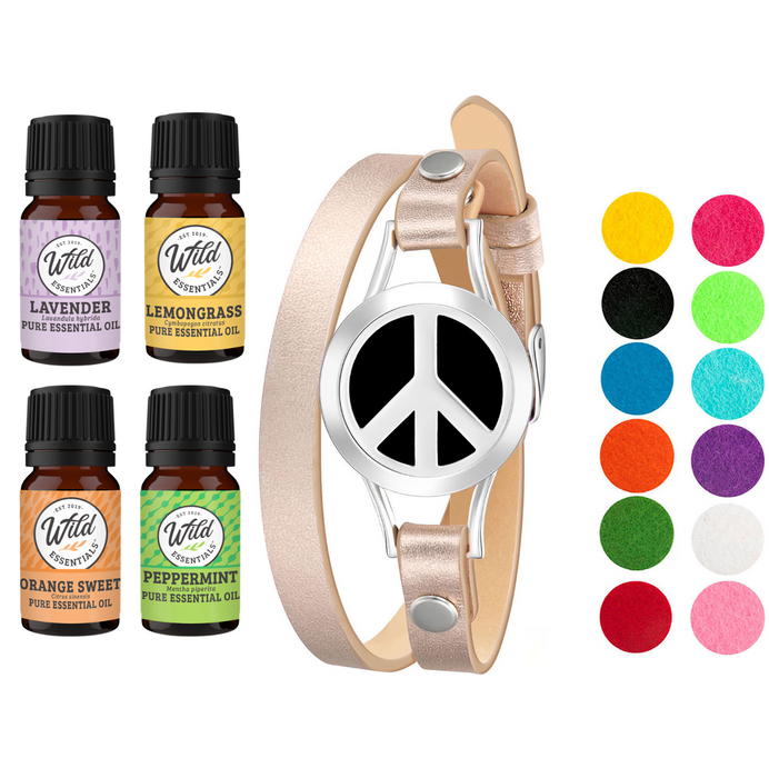 Bracelet Diffusers With Oils PEACE SIGN (ROSE GOLD BAND)