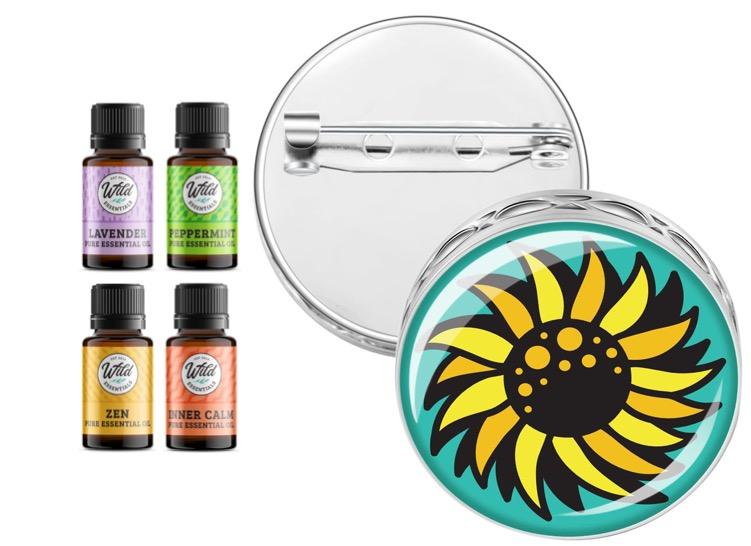 Pin Brooch Diffusers With Oils SUNFLOWER