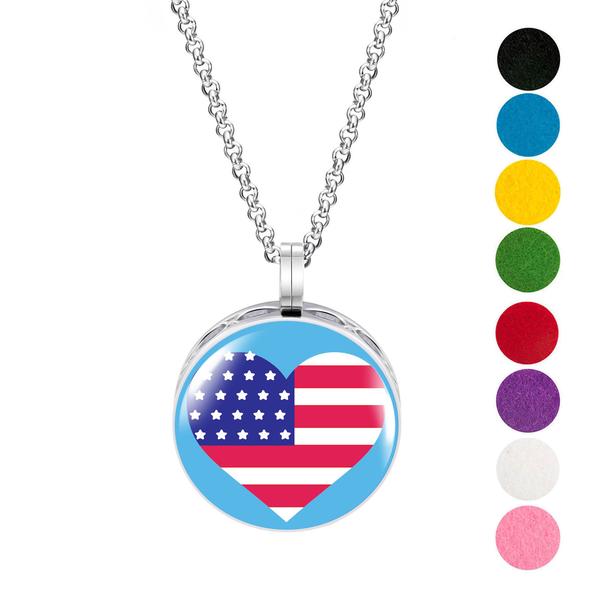 Necklace Diffusers Without Oils USA HEART