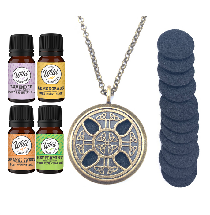 Necklace DIffuser With Oils CELTIC CROSS (PEWTER)