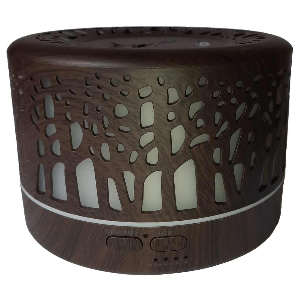 Designer 700ml Ultrasonic 5 in 1 Home Diffuser, Trees Dark Wood, 7 Color LED, Remote Control Humidifier