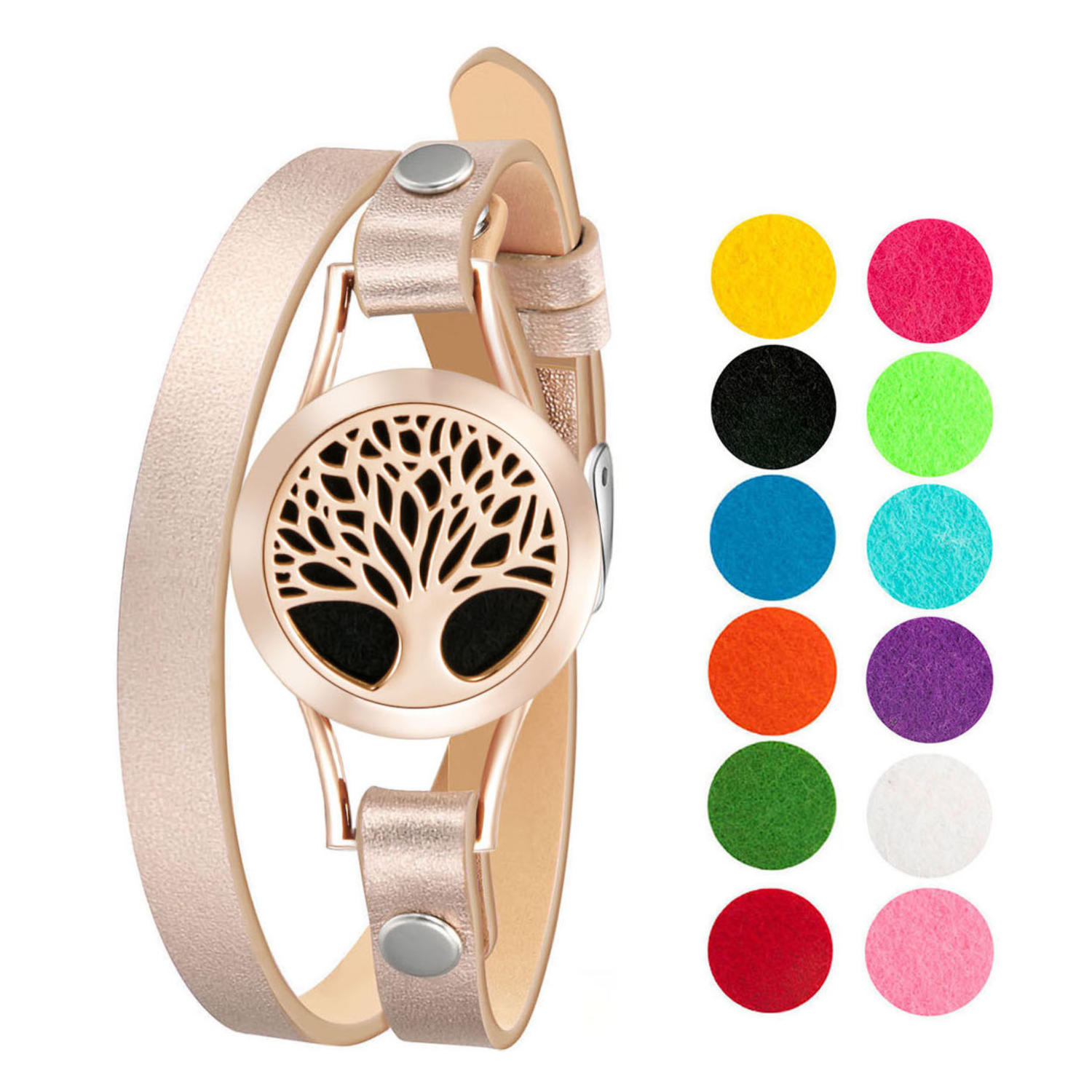 Aromatherapy Diffuser Bracelet — Leather (Rose Gold) - 14 Styles