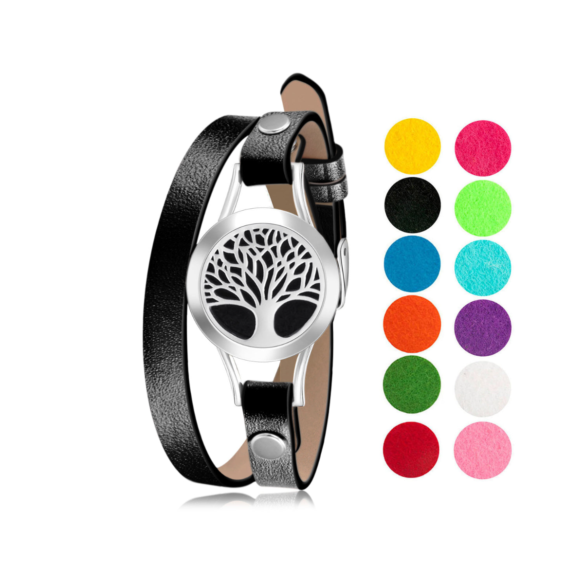 Aromatherapy Diffuser Bracelet - Leather (Black) - 2 Styles