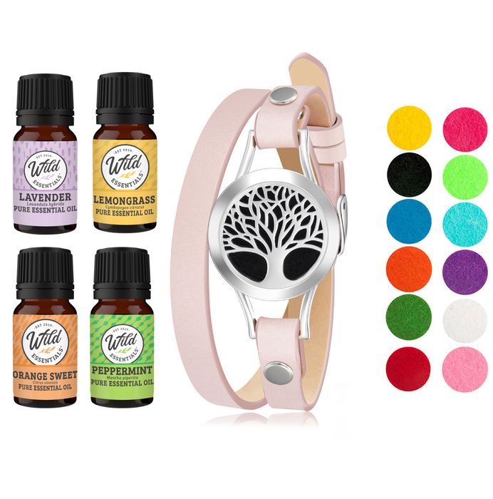 Bracelet Diffusers With Oils TREE OF LIFE (PINK BAND)
