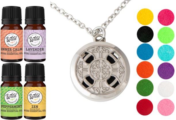 Necklace DIffuser With Oils CELTIC CROSS (CHROME)