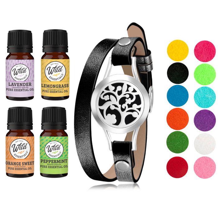 Bracelet Diffusers With Oils ABROL TREE (BLACK BAND)