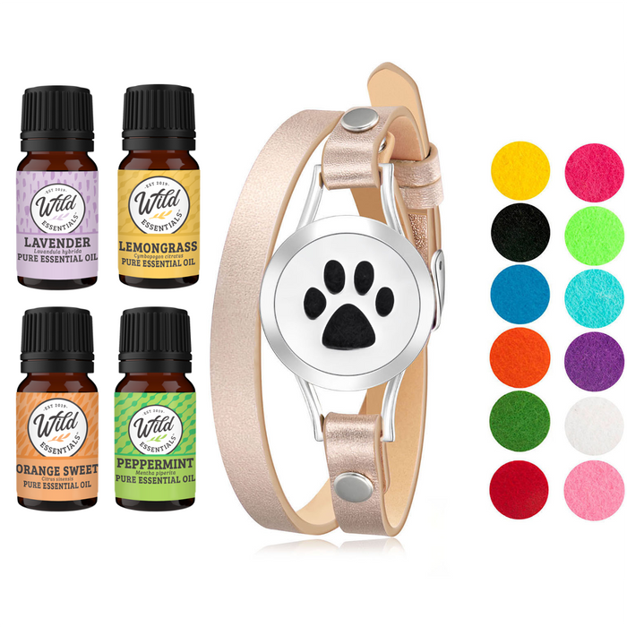 Bracelet Diffusers With Oils DOG PAW (ROSE GOLD BAND)