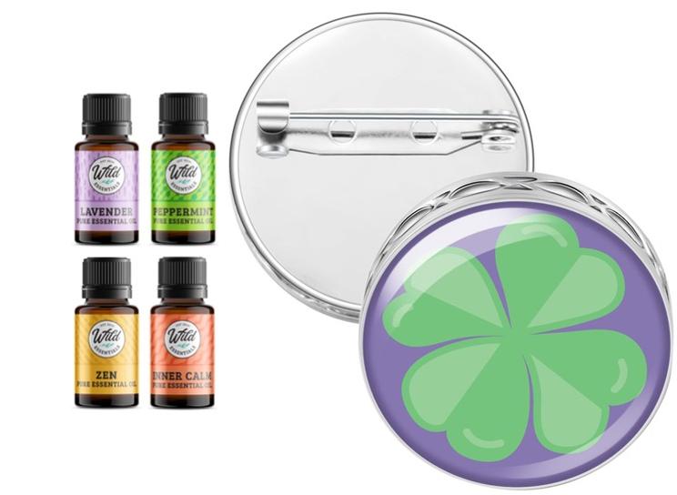 Pin Brooch Diffusers With Oils LUCKY CLOVER