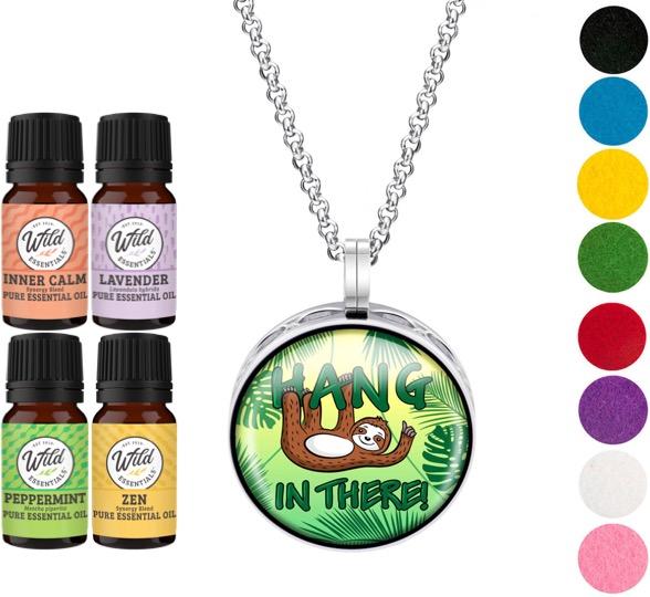 Necklace Diffusers With Oils HANG IN THERE SLOTH
