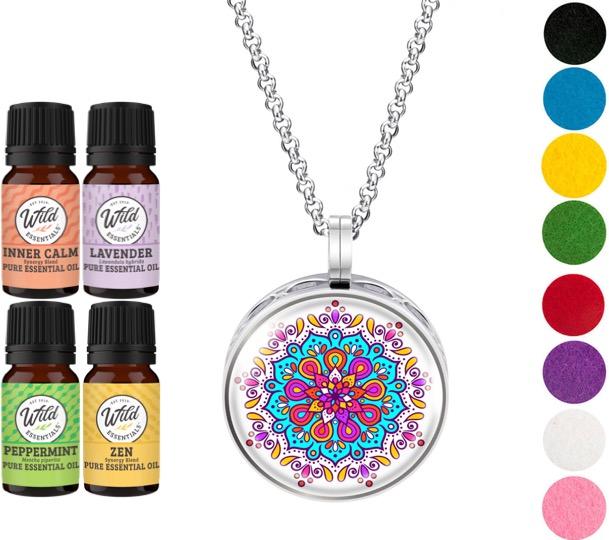 Amazon.com: Wild Essentials Cross Necklace Essential Oil Diffuser Kit with  Lavender, Lemongrass, Peppermint, Orange Oils, 12 Refill Pads, Calming  Aromatherapy Gift Set, Customizable Color Changing, Perfume : Health &  Household