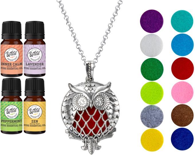 Necklace DIffuser With Oils OWL OF ATHENA