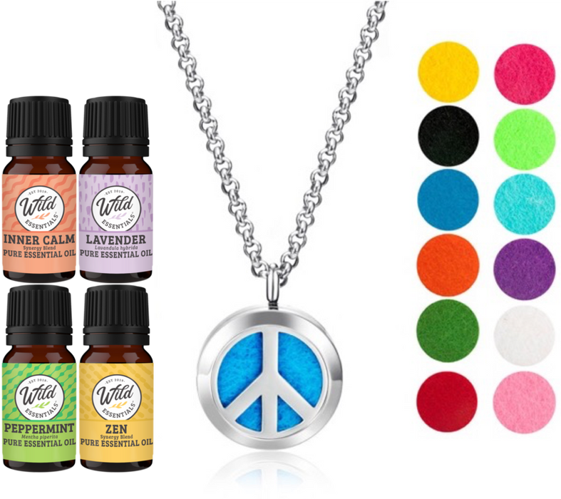 Necklace Diffusers With Oils PEACE SIGN