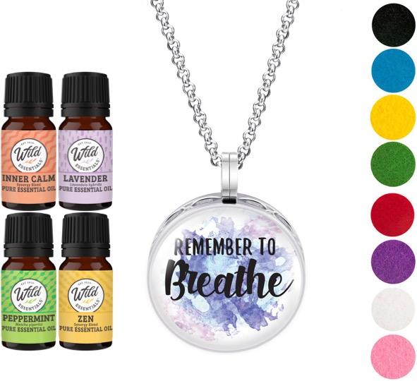 Necklace Diffusers With Oils REMEMBER TO BREATHE