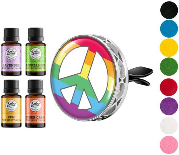 Car Vent Diffusers With Oils PEACE SIGN (RAINBOW)