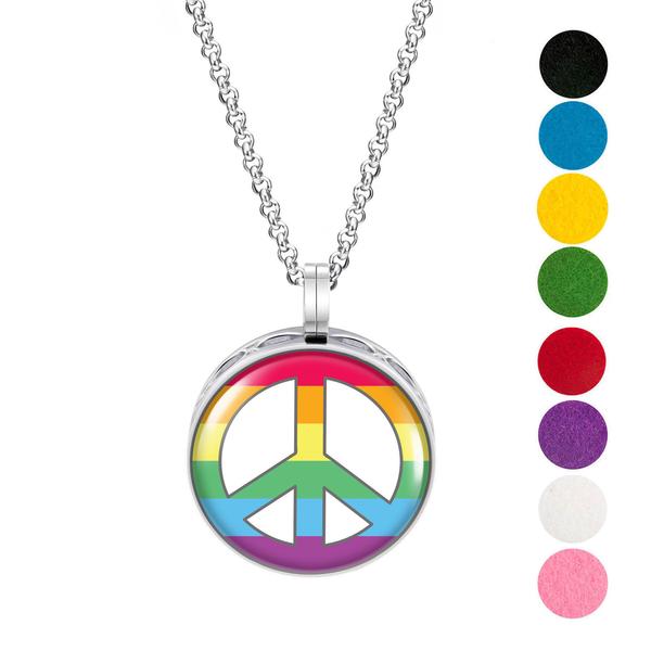 Necklace Diffusers Without Oils PEACE SIGN (RAINBOW)