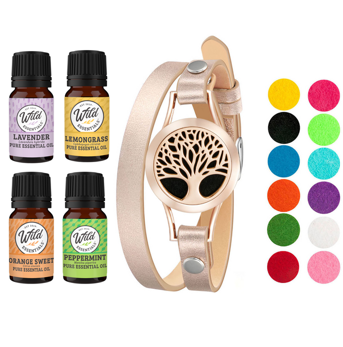 Bracelet Diffusers With Oils ROSE GOLD TREE OF LIFE(ROSE GOLD BAND)