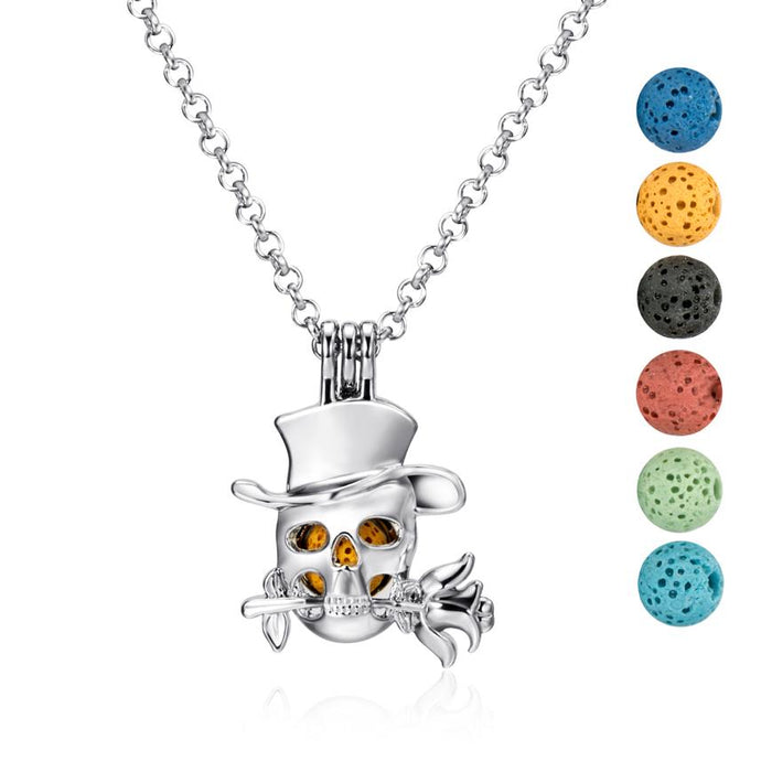 Necklace DIffuser Without Oils SKULL TOPHAT