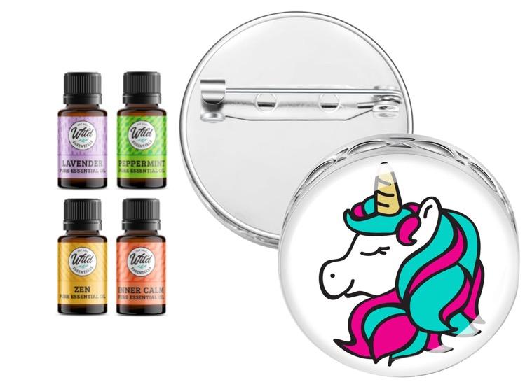 Pin Brooch Diffusers With Oils UNICORN