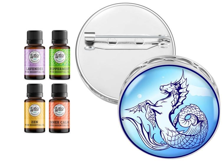 Pin Brooch Diffusers With Oils SEAHORSE