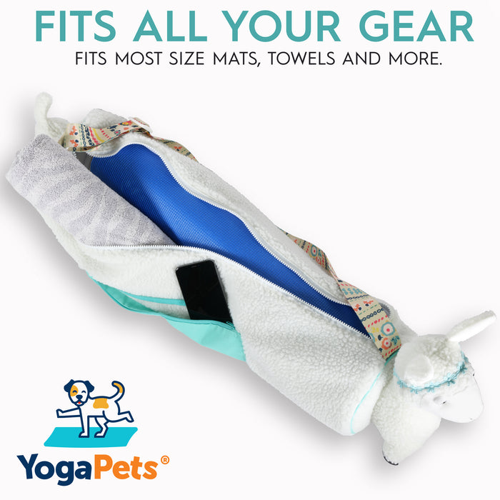 YogaPets Sloth Full Zip Exercise Yoga Mat Tote Bag, Strap, Fits Most mats