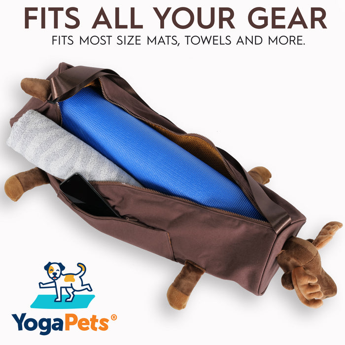 YogaPets Full Zip Exercise Cute Yoga Mat Tote Bag with Plush